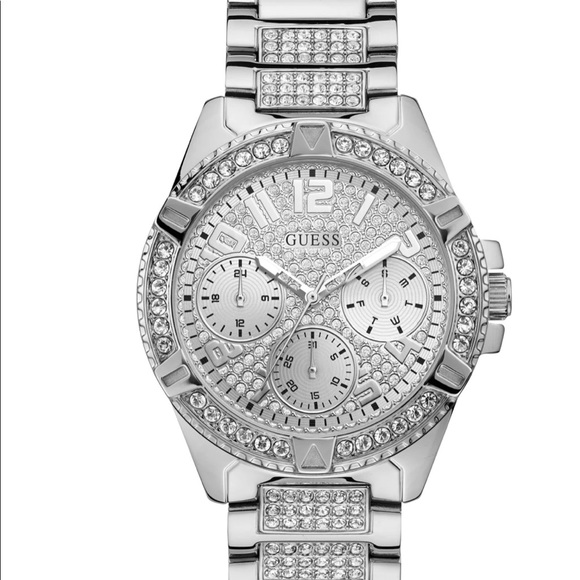 Guess Accessories - Guess Silver-Tone & Crystal Accented Watch